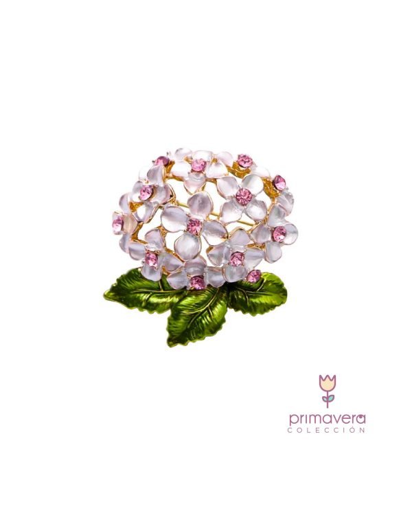 Broche Hortensia Rosa - Imagen 1