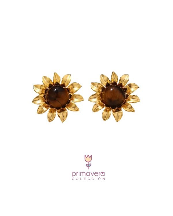 Arete Girasol Dorado - Imagen 1