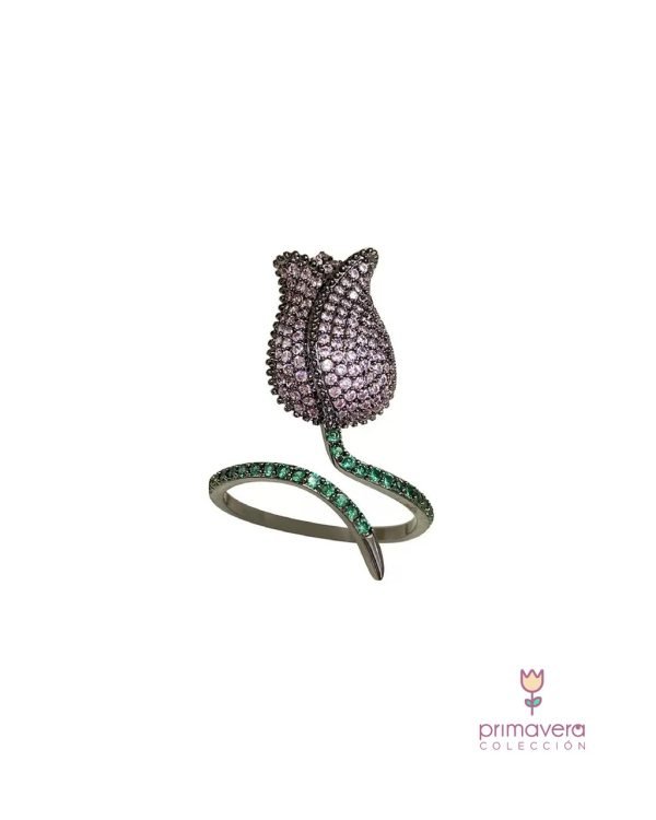 Anillo Tulipán Brillos Rosa - Imagen 1
