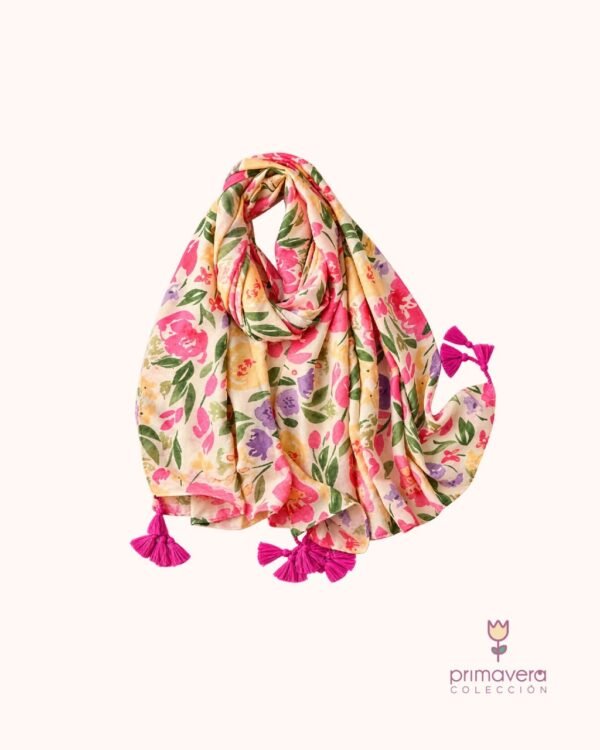 Bufanda Floral Rosa - Imagen 1