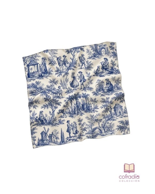 Pañuelo Toile de Jouy Azul - Imagen 1