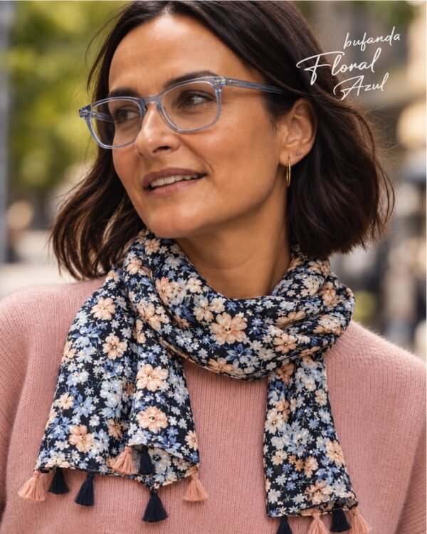 Bufanda Floral Azul - Imagen 2